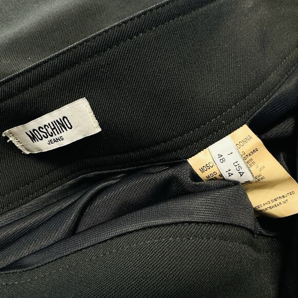 Moschino Jeans Black Donna Skirt Wool Blend Pleated‎ Ruffle Zip Lined Size US 14 - Picture 5 of 8